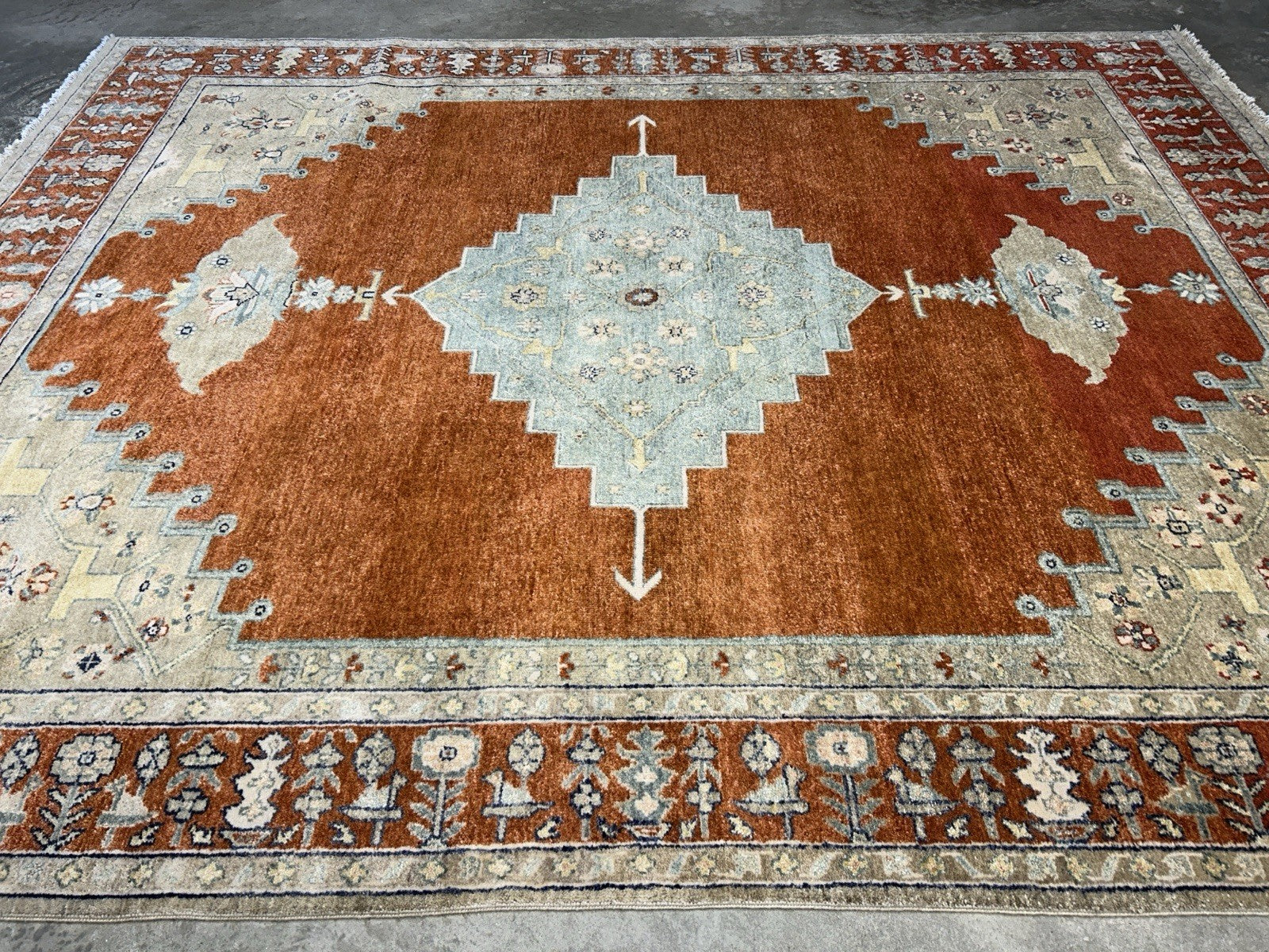 7’10”x9’11” Hand-Knotted 100% Wool Pile Indoserapi Area Rug - Carpet