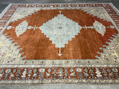 7’10”x9’11” Hand-Knotted 100% Wool Pile Indoserapi Area Rug - Carpet