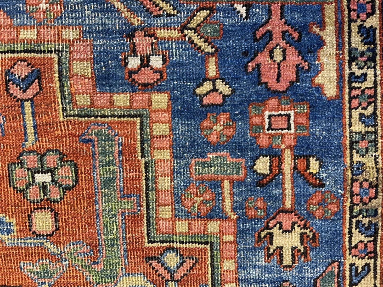 Collector Item- 5’x6’10” Antique Hand-Knotted 100% Wool Pile Serapie Area Rug