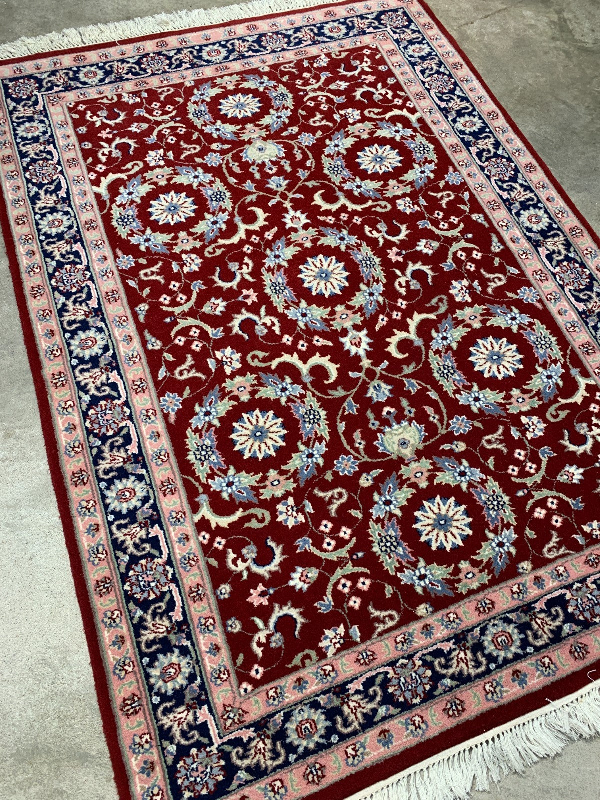 4'0" x 6'0" Hand-Knotted 100% Wool Indian Area Rug