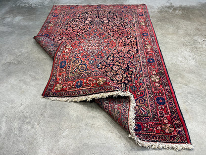 Rare Antique _ 3'5"x5'3" Hand-Knotted 100% Wool Pile Sarouke Josan Area Rug