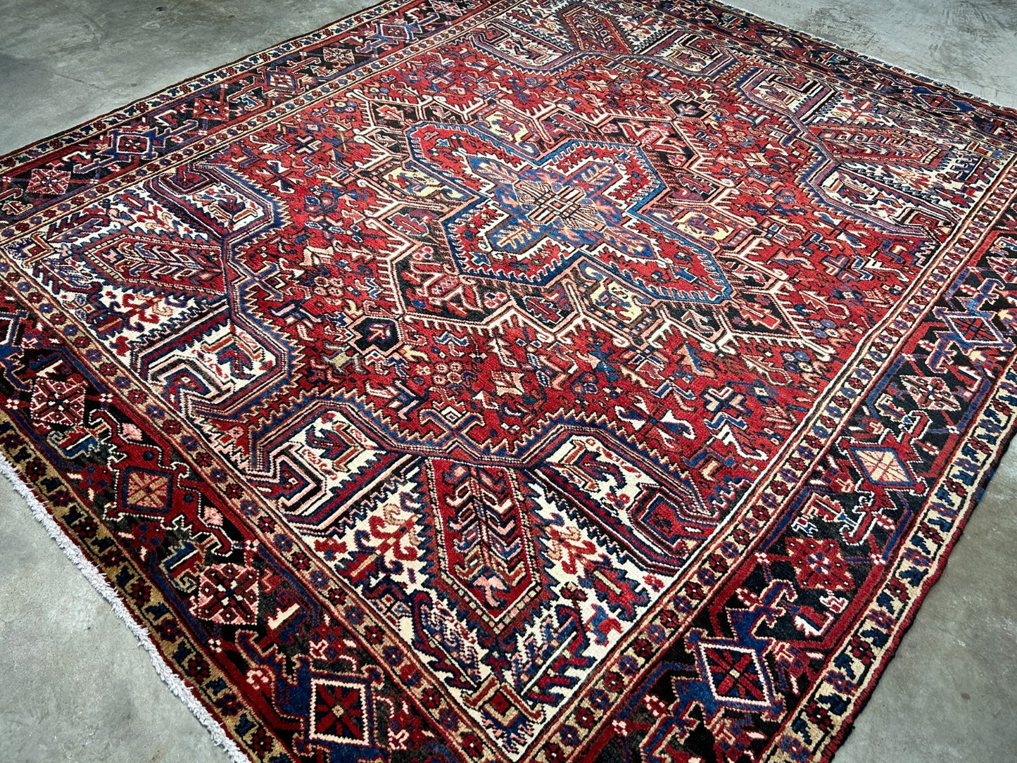 7'9"x9'1" Hand-Knotted 100% Wool Herize Carpet - Area Rug - Square Shaped