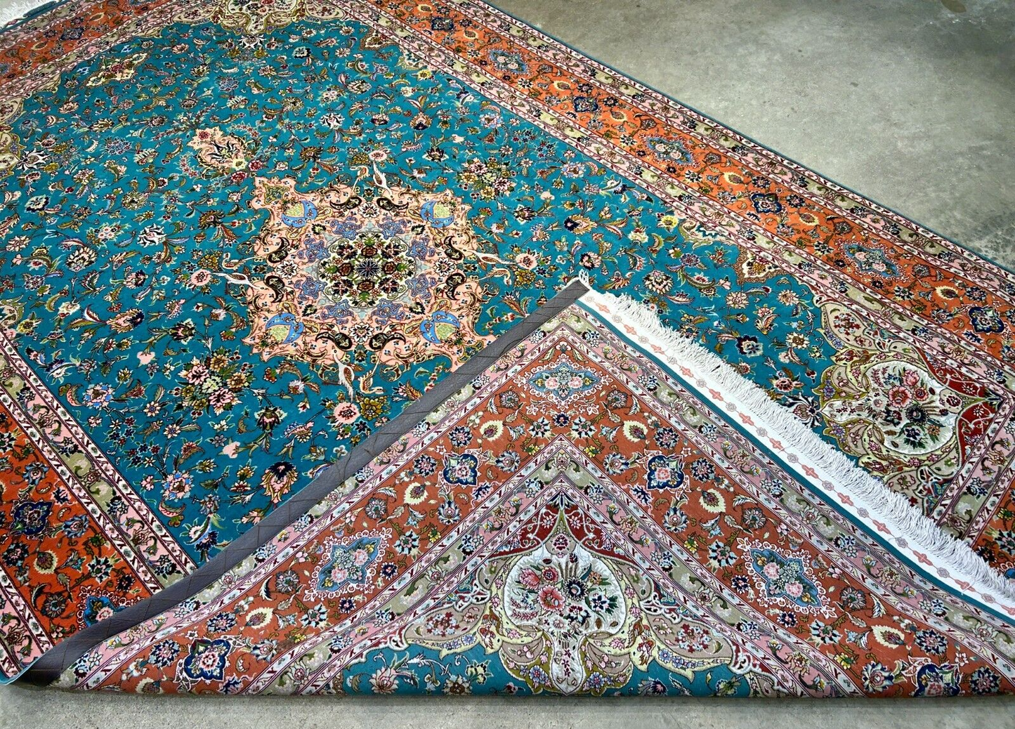 5'9"x9'5" Extra-Fine Hand-Knotted Wool & Silk Blend Tabrize Carpet - Area Rug