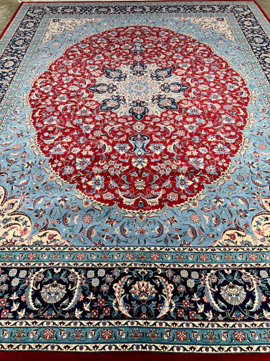 9'1" x 11'11" Very Fine Hand-Knotted 100% Wool Carpet - Tabrize Design Area Rug