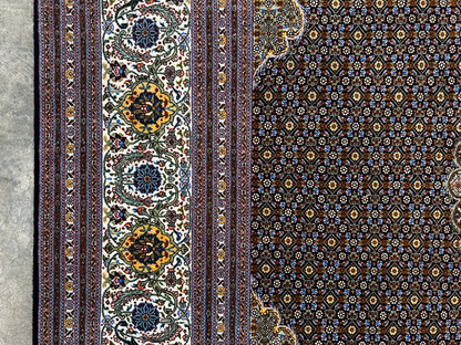 8'3"x11'6" Fine Hand-Knotted Wool & Silk Oriental Rug - Area Carpet