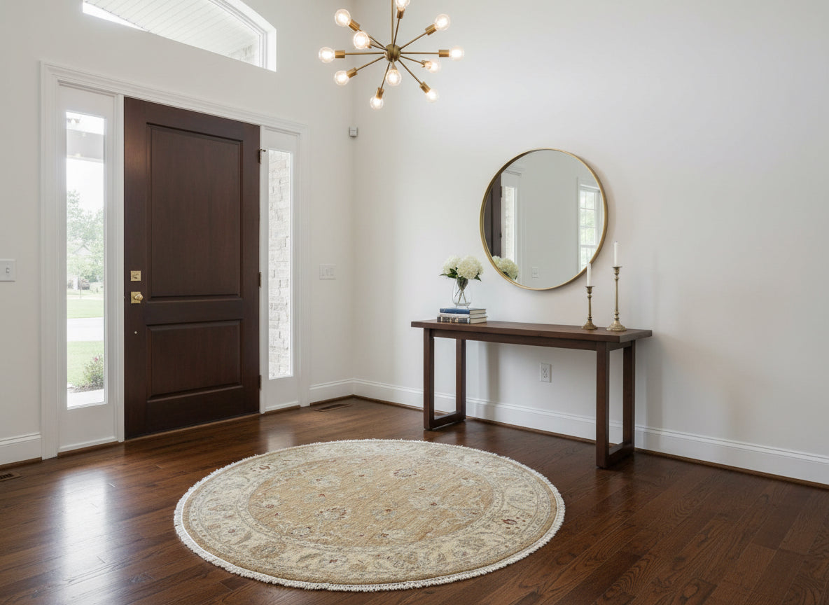 4' Diameter Exquisite Hand-Knotted 100% Wool Pile Oriental Rug