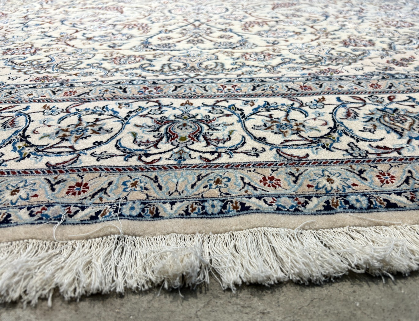 6'9"x10'7" Extremely Fine Hand-Knotted Wool & Silk Blend Naine Carpet - Area Rug