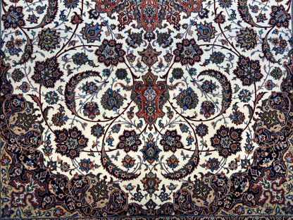 6'9"x9'10" Extra Fine Hand-Knotted Wool & Silk Isfahane Seirafian Rug