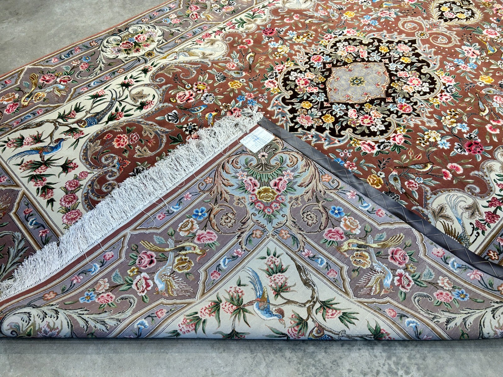 6'9"x9'10" Extra-Fine Hand-Knotted Wool & Silk Blend Tabrize Carpet - Area Rug