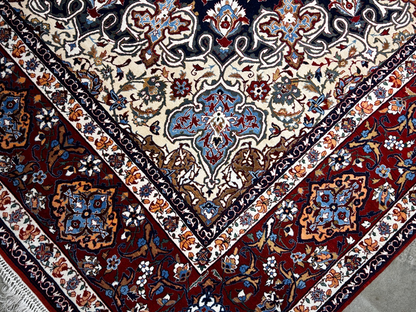 7'9"x12'8" Extra Fine Hand-Knotted Wool & Silk Isfahane Seirafian Rug