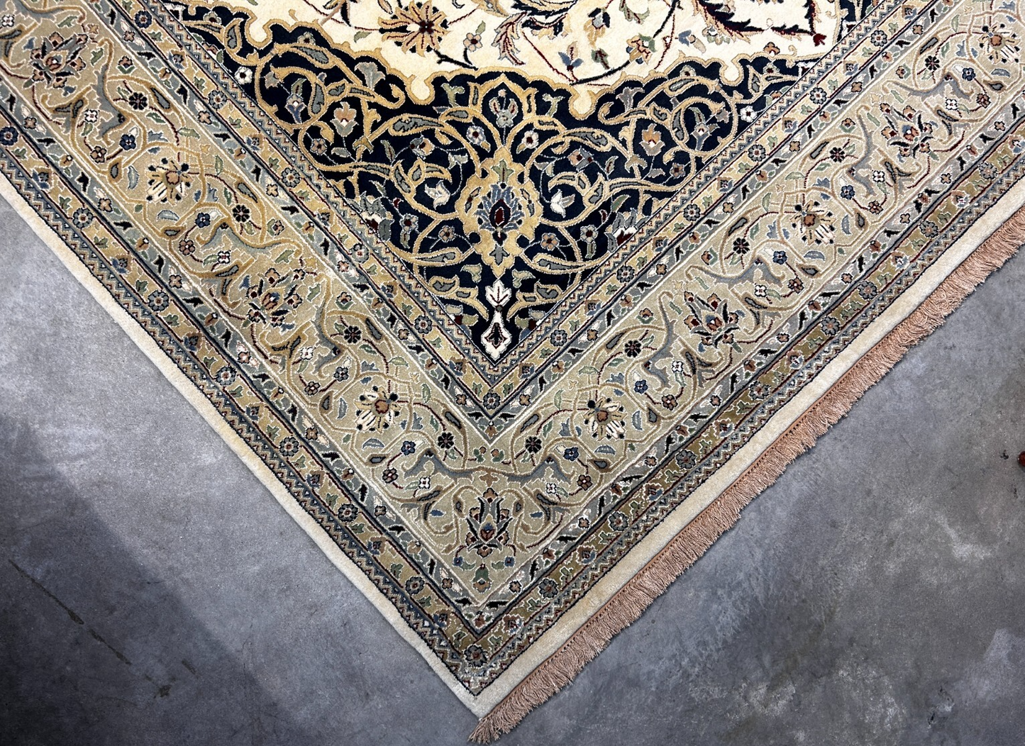 8'1"x12'1" Very Fine Hand-Knotted 100% Wool India Naine Rug - Area Carpet