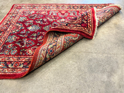 3'1"x4'1" Rare Size Antique Hand-Knotted 100% Wool Pile Sarouke Rug