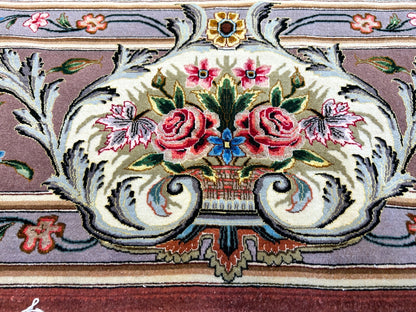 6'9"x9'10" Extra-Fine Hand-Knotted Wool & Silk Blend Tabrize Carpet - Area Rug