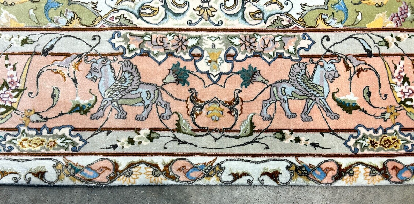 6'8"x10' Very-Fine Hand-Knotted Wool & Silk Blend Tabrize Carpet - Area Rug