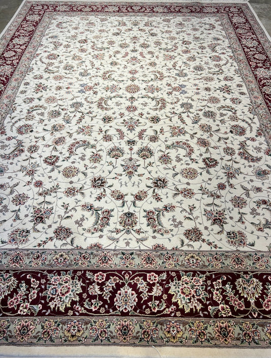 9'x12' Hand-Knotted Wool & Silk Pile Sinopersian Carpet - Area Rug