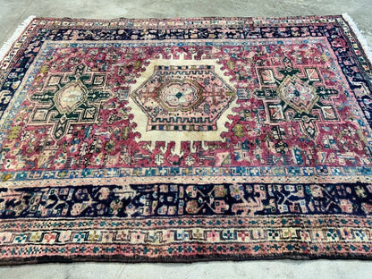 3'8"x4'10" Hand-Knotted 100% Wool Pile Herize Area Rug - Carpet