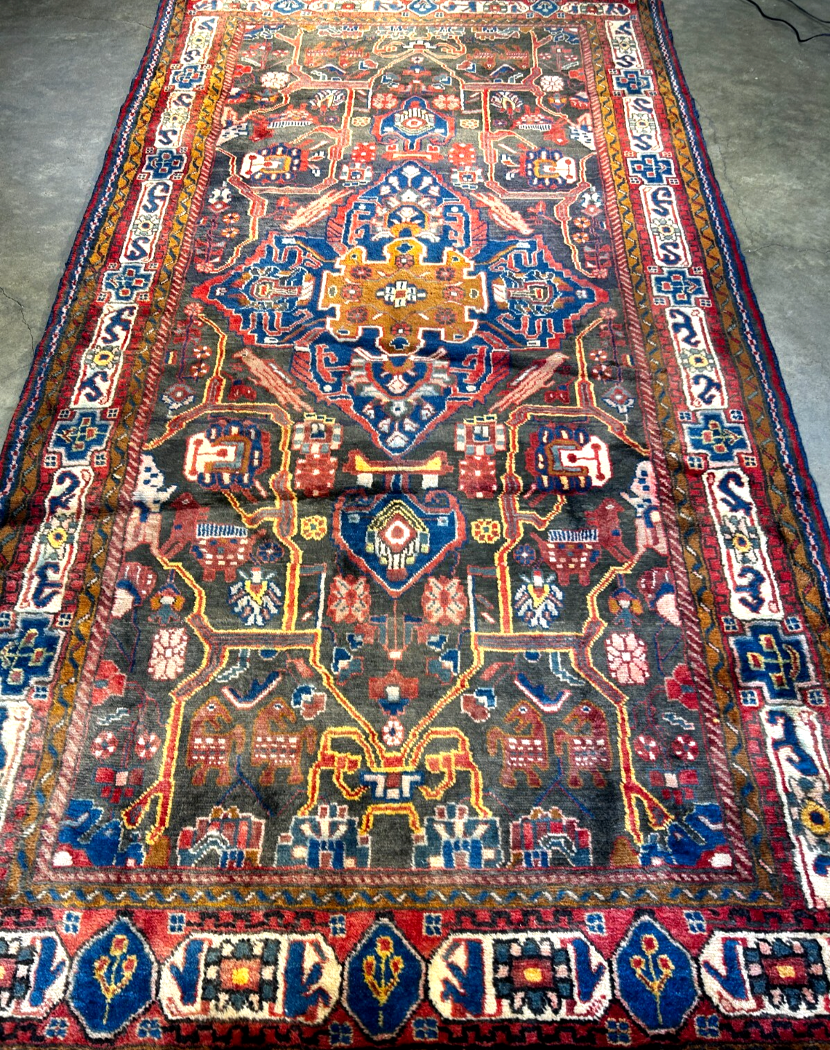 4'8" x 9'3" Hand-Knotted 100% Wool Pile Nahavande Area Rug - Carpet