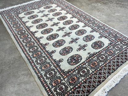 3'1"x4'9" Hand-Knotted 100% Wool Pile Bokhara Rug