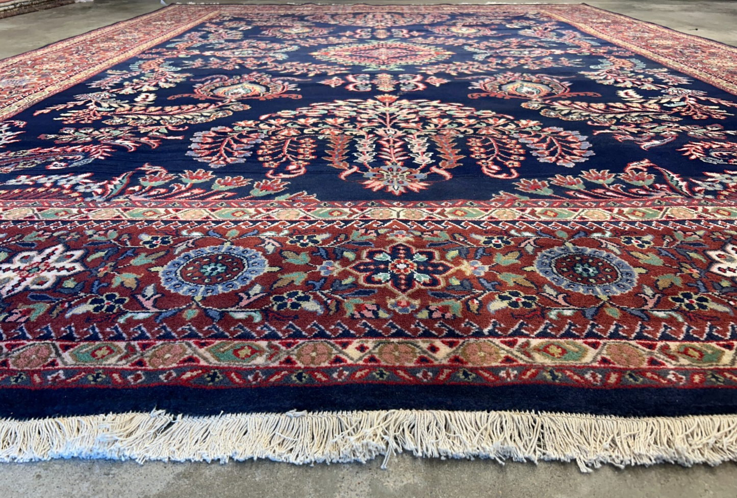 8'9"x12'1" Hand-Knotted 100% Wool Pile IndoSarouke Rug