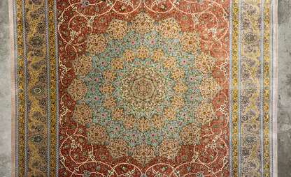 9'9"x13'4" Exquisite Signed Hand-Knotted 100% Silk Qume Rug