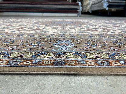 6'9"x10'6" Very Fine Hand-Knotted Wool & Silk Isfahane Rug - Area Carpet