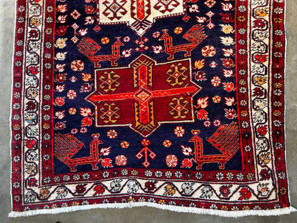 3'7" x 10'7'' Hand-Knotted 100% Lamb Wool Pile Goravane Area Rug