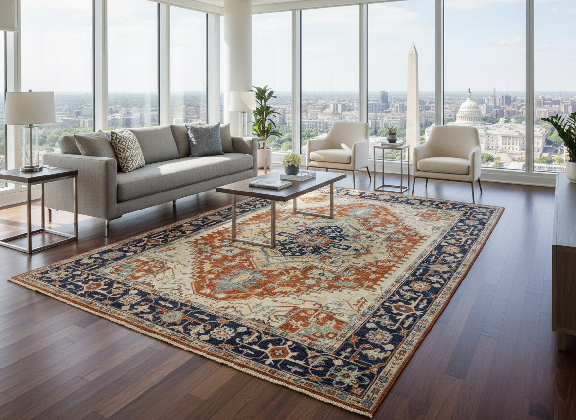 9'x12' Hand-Knotted 100% Lamb Wool Serapie Design Carpet - Area Rug