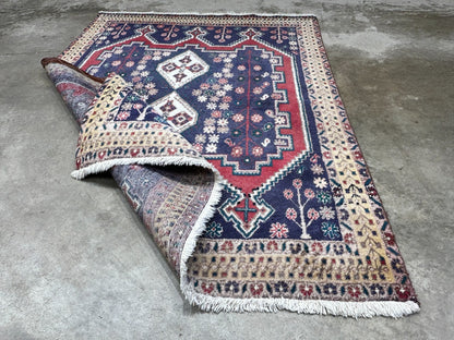 4'3"x5'6" Antique Hand-Knotted 100% Wool Pile Hamadane Rug