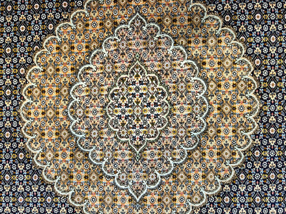 6'7"x9'9" Fine Hand-Knotted Wool & Silk Blend Tabrize Mahi Carpet - Area Rug