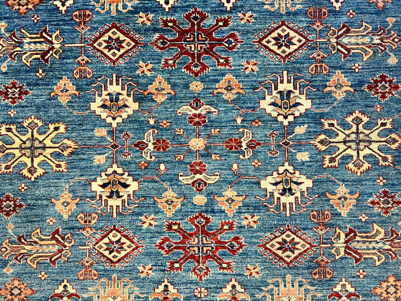 9'6"x11'7" Hand-Knotted 100% Wool Pile Kazak Design Carpet - Area Rug