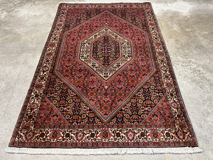 3'8"x5'7" Hand-Knotted 100% Wool Bidjare Carpet - Area Rug