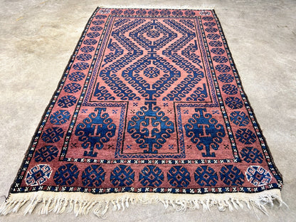 3'x4'6" Antique Hand-Knotted 100% Wool Pile Balouchi Rug