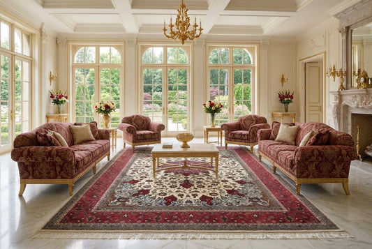 8'2"x11'5'' Very Fine Hand-Knotted Silk & Wool Tabrize Area Rug - Carpet