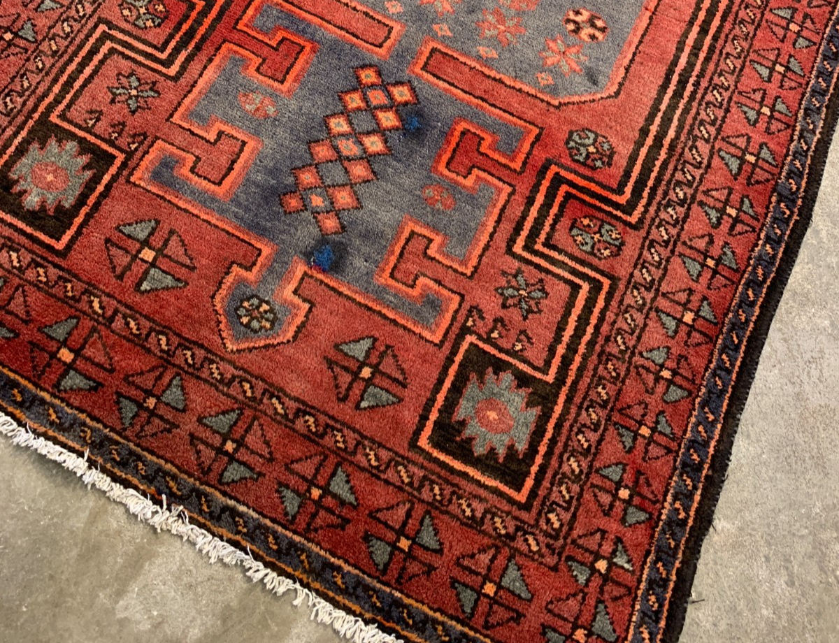 4'2" x 6'5" Antique Hand-Knotted 100% Wool Pile Hamadane Area Rug