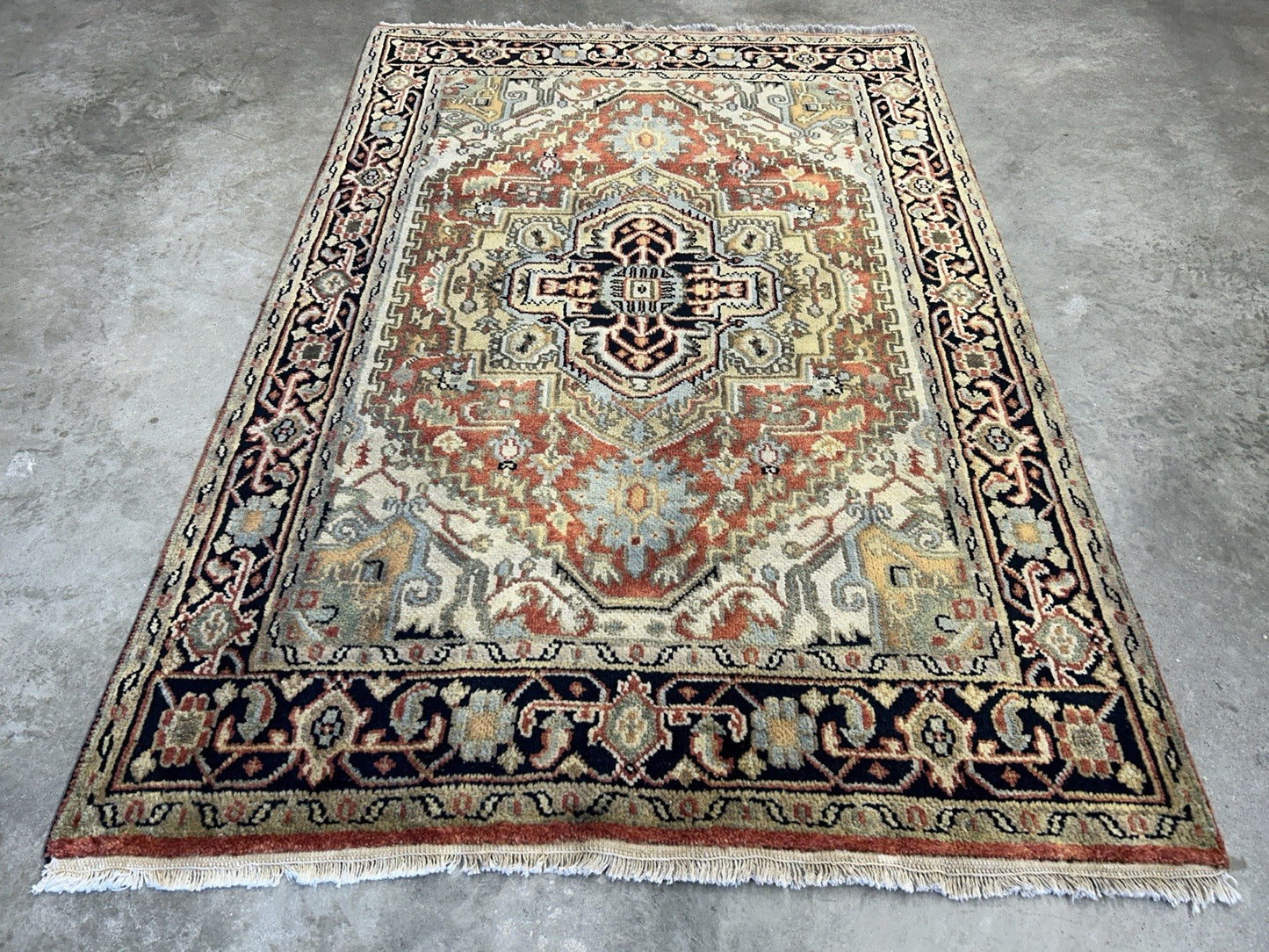 4’1”x6’1” Hand-Knotted 100% Wool Indoserapi Area Rug - Carpet