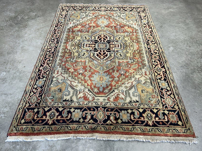 4’1”x6’1” Hand-Knotted 100% Wool Indoserapi Area Rug - Carpet