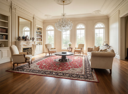 8'10"x12'11" Fine Hand-Knotted Wool & Silk Tabrize Rug