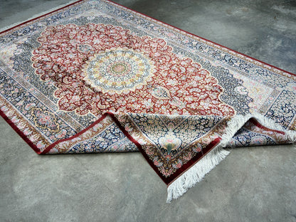 6'5"x9'10" Exquisite Hand-Knotted 100% Silk Qume Rug