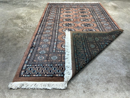 3'1"x5' Hand-Knotted 100% Wool Pile Bokhara Rug