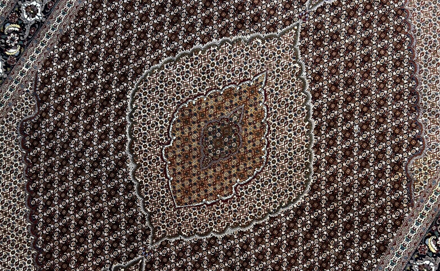 8'4"x11'3" Fine Hand-Knotted Wool & Silk Oriental Rug - Area Carpet