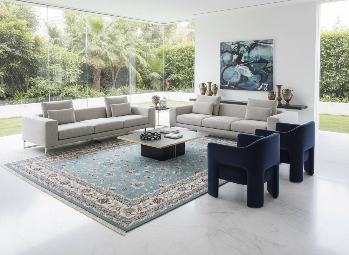 9'x12' Hand-Knotted 100% Wool Pile Kashane Design Carpet - Area Rug