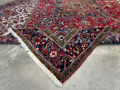 8'2"x10'8" Vintage Hand-Knotted 100% Wool Pile Herize Area Rug - Carpet