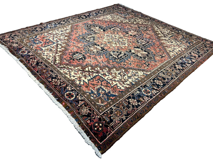 7'8"x8'10" Hand-Knotted 100% Wool Herize Carpet - Area Rug - Square Shaped