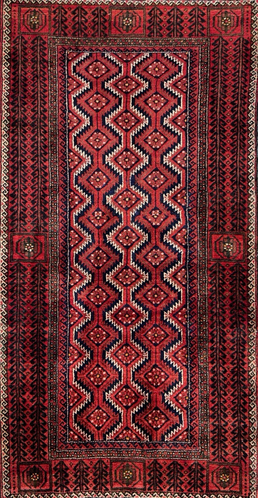 3’3”x6’2” Hand-Knotted 100% Wool Balouchi Area Rug - Carpet