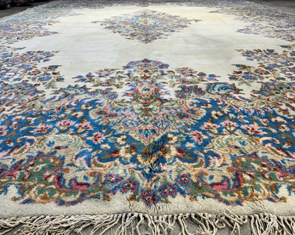 10'11"x14'9" Hand-Knotted 100% Wool Pile Kermane Area Rug - Carpet