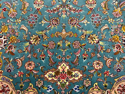 5'9"x9'5" Extra-Fine Hand-Knotted Wool & Silk Blend Tabrize Carpet - Area Rug