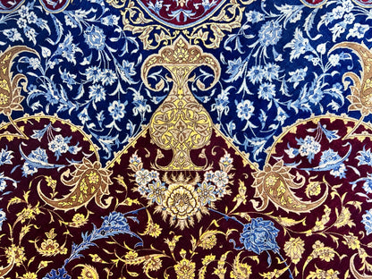 9'7"x12'10" Exquisite Signed Hand-Knotted 100% Silk Qume Rug