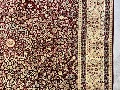 9'x12' Hand-Knotted 100% Lamb Wool Pile Persiane Design Carpet - Area Rug