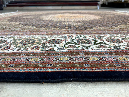 6'6"x6'8" Very Fine Hand-Knotted Wool & Silk Tabrize Rug