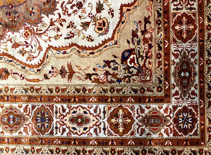 3'10'' x 5'4" Very Fine Hand-Knotted 100% Silk Afghan Area Rug